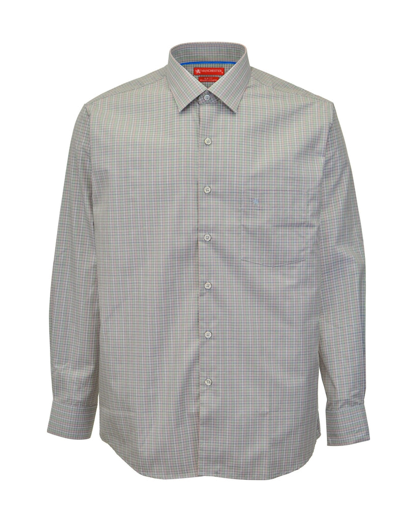 Manchester Camisa de Vestir Slim Fit Cuadros Sutiles Algodón y Poliéster Manga Larga - Manchester