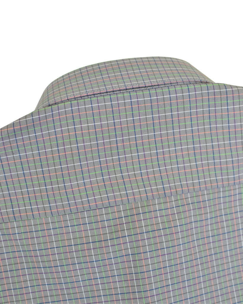 Manchester Camisa de Vestir Slim Fit Cuadros Sutiles Algodón y Poliéster Manga Larga - Manchester