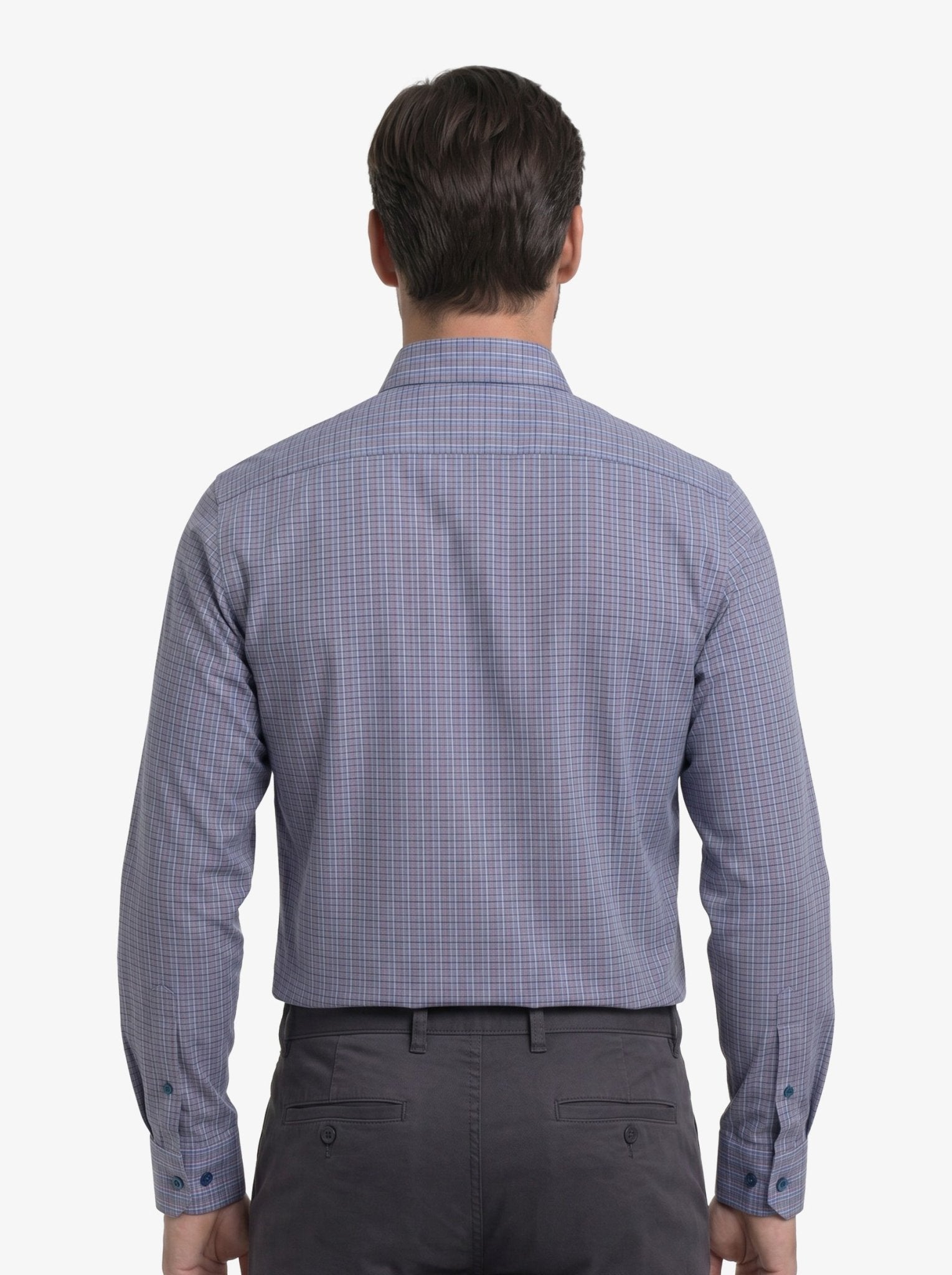 Manchester Camisa de Vestir Slim Fit Cuadros Sutiles Algodón y Poliéster Manga Larga color azul para hombre