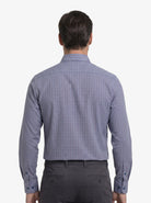 Manchester Camisa de Vestir Slim Fit Cuadros Sutiles Algodón y Poliéster Manga Larga color azul para hombre