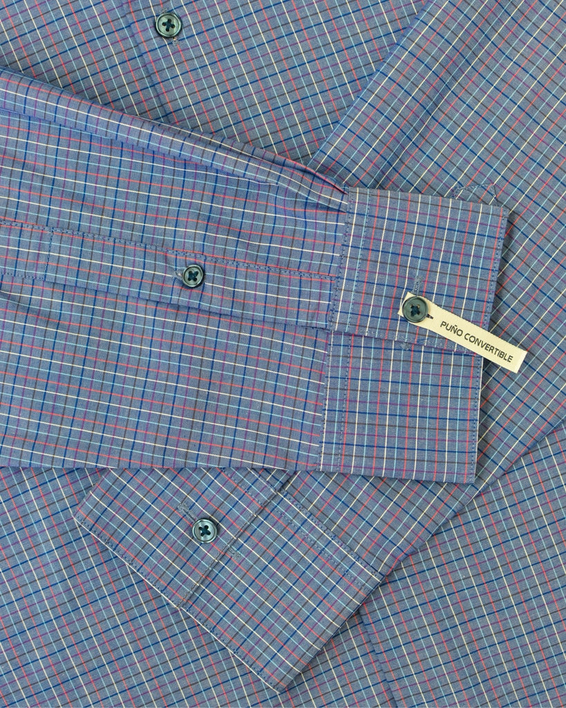 Manchester Camisa de Vestir Slim Fit Cuadros Sutiles Algodón y Poliéster Manga Larga - Manchester