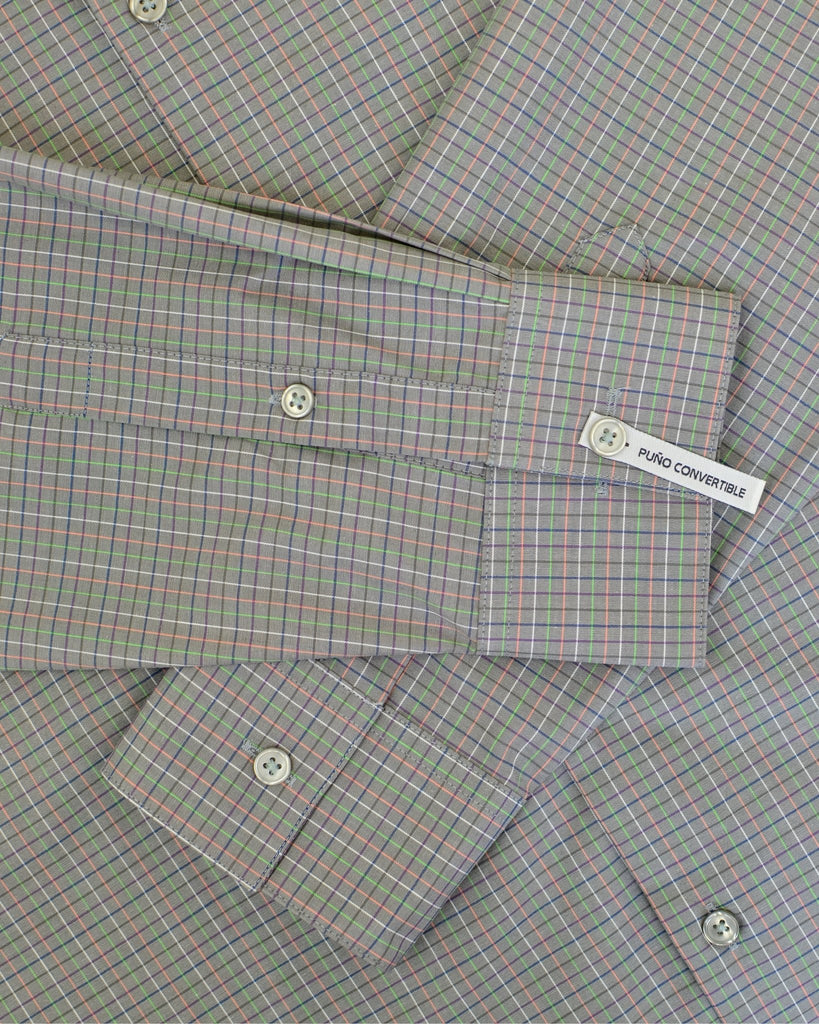 Manchester Camisa de Vestir Slim Fit Cuadros Sutiles Algodón y Poliéster Manga Larga - Manchester