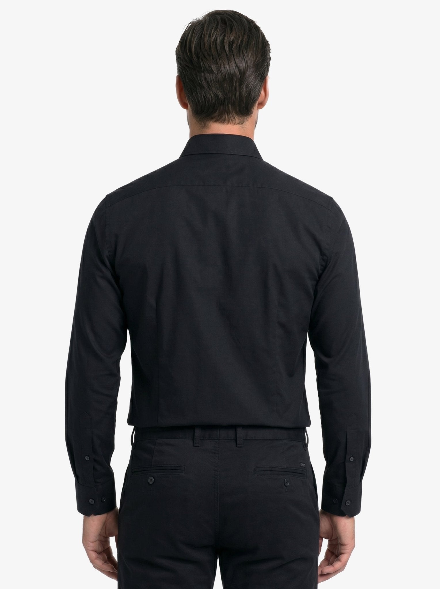 Manchester Camisa de Vestir Slim Fit en Algodon color negro para hombre