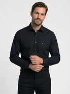 Manchester Camisa de Vestir Slim Fit en Algodon color negro para hombre
