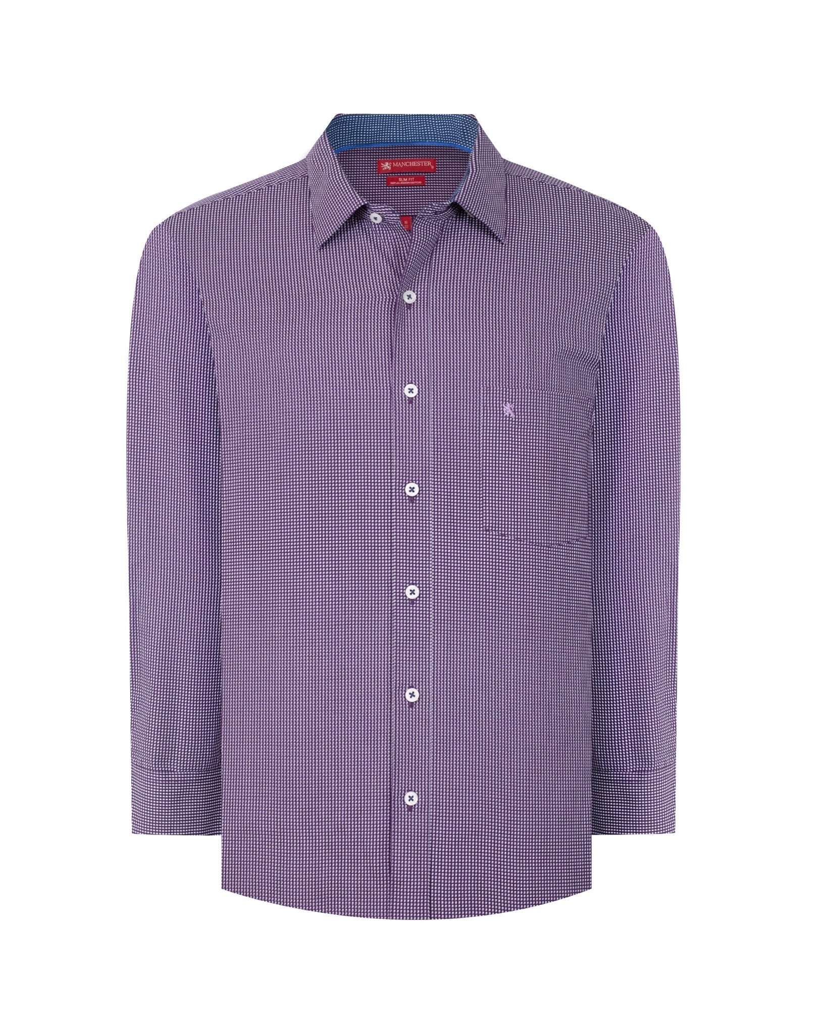 Manchester Camisa de Vestir Slim Fit en Algodón con Cuello Roma y Puño Ejecutivo - Manchester