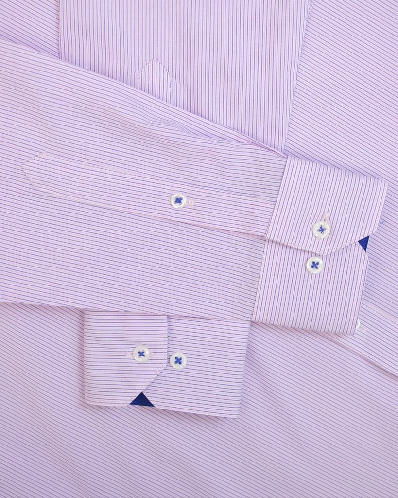 Manchester Camisa de Vestir Slim Fit Líneas Finas Algodón y Poliéster Manga Larga - Manchester