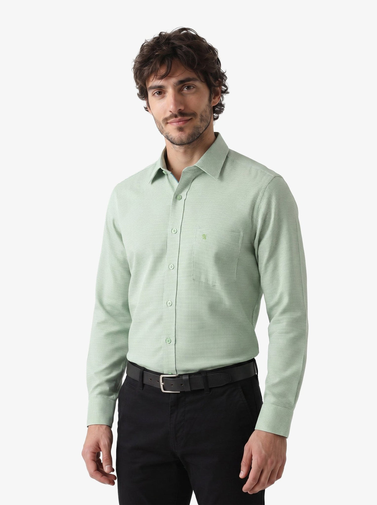 Modelo Manchester Camisa de Vestir Slim Fit Mezcla Algodón y Poliéster Manga Larga para hombre