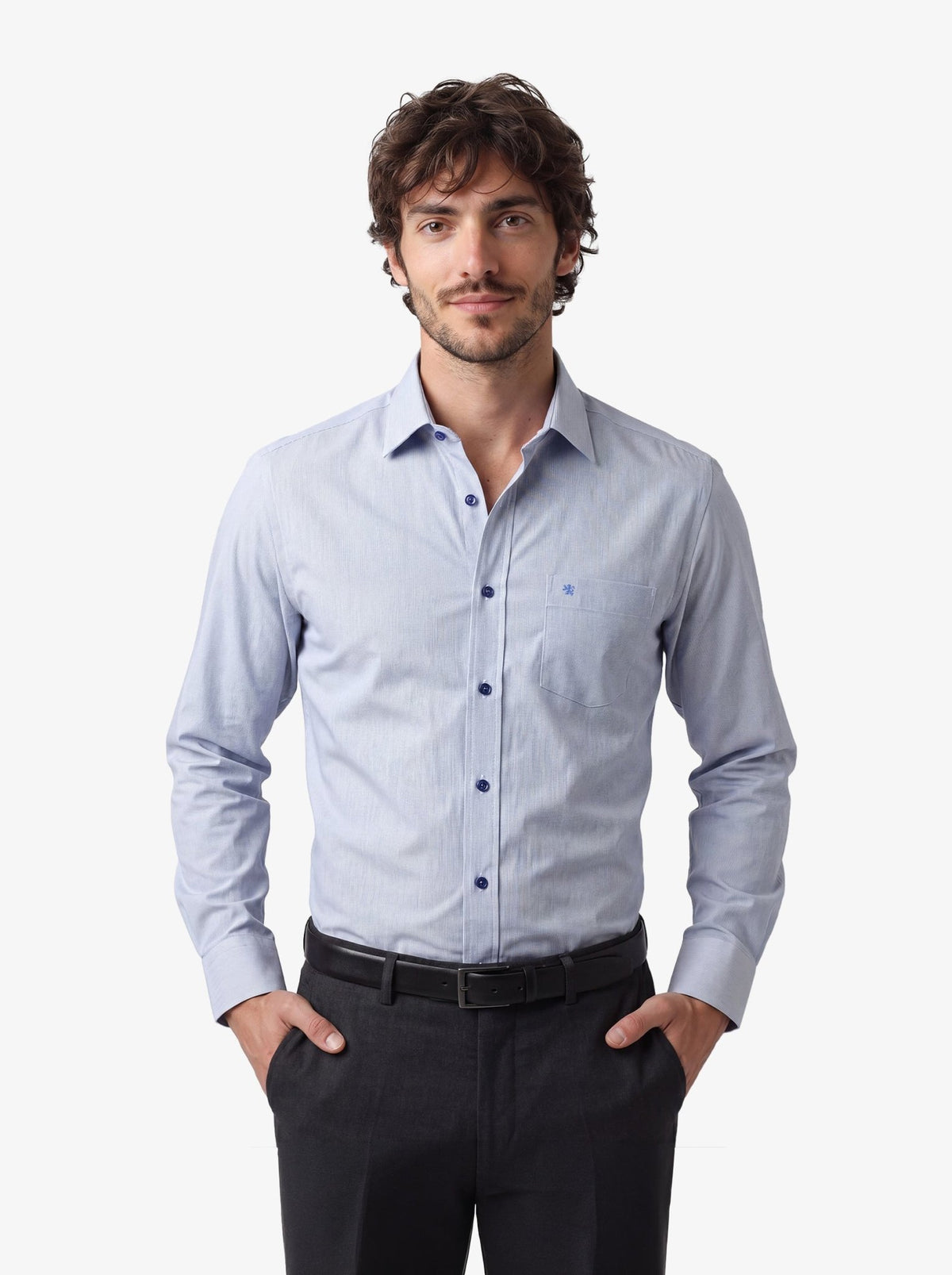 Modelo Manchester Camisa de Vestir Slim Fit Mezcla Poliéster y Algodón para hombre