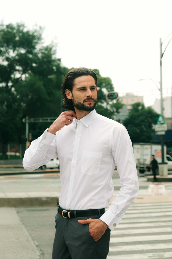 Manchester Camisa de Vestir Slim Fit Puños Convertibles - Mezcla de algodón - Manchester