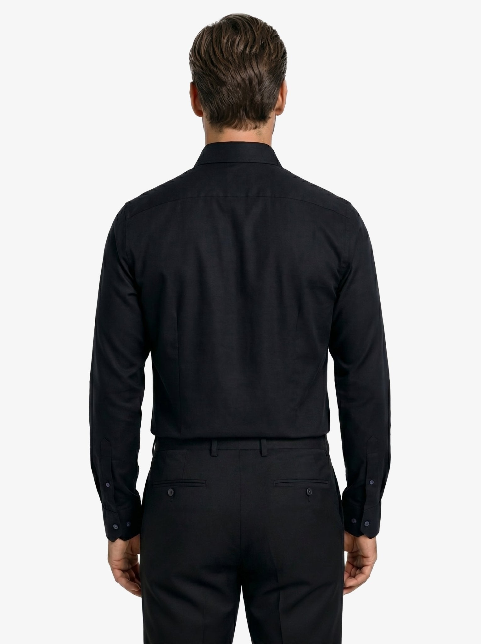 Manchester Camisa de Vestir Slim Fit Puños Convertibles - Mezcla de algodón color blanco para hombre