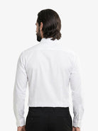 Manchester Camisa de Vestir Slim Fit Puños Convertibles - Mezcla de algodón color blanco para hombre