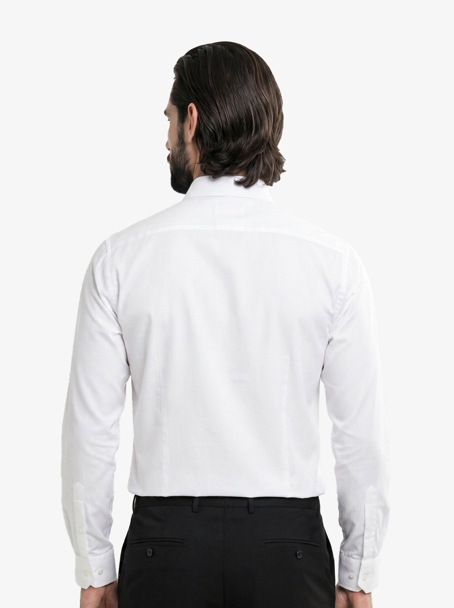 Manchester Camisa de Vestir Slim Fit Puños Convertibles - Mezcla de algodón color blanco para hombre