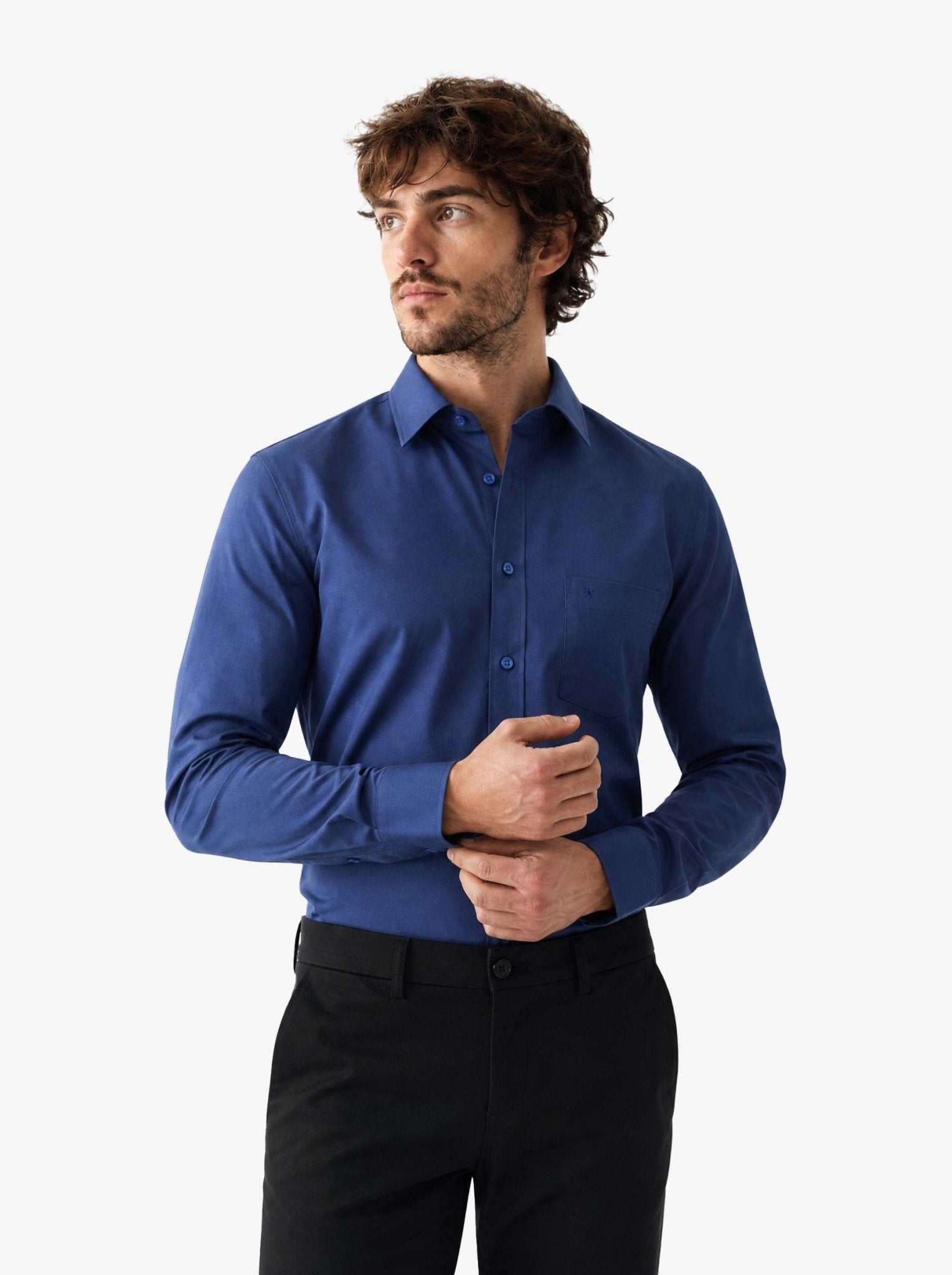 Manchester Camisa de Vestir Slim Fit Puños Convertibles - Mezcla de algodón - Manchester