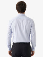 Manchester Camisa de Vestir Slim Fit Puños Convertibles - Mezcla de algodón color azul para hombre