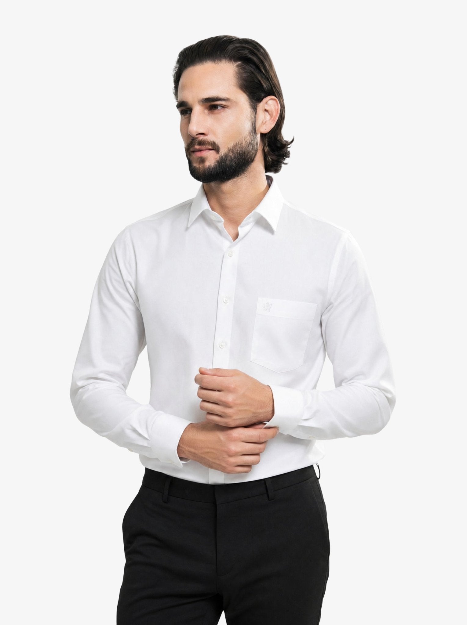 Manchester Camisa de Vestir Slim Fit Puños Convertibles - Mezcla de algodón - Manchester
