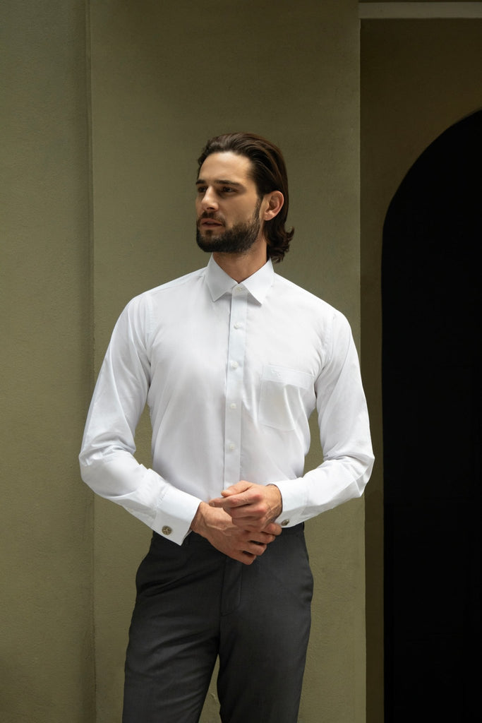 Manchester Camisa de Vestir Slim Fit Puños Convertibles - Mezcla de algodón - Manchester