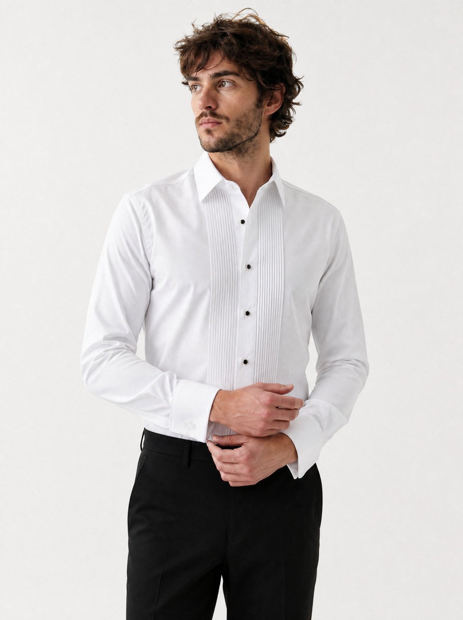 Manchester Camisa Etiqueta Cuello Ajustable Algodón y Poliéster color blanco para hombre