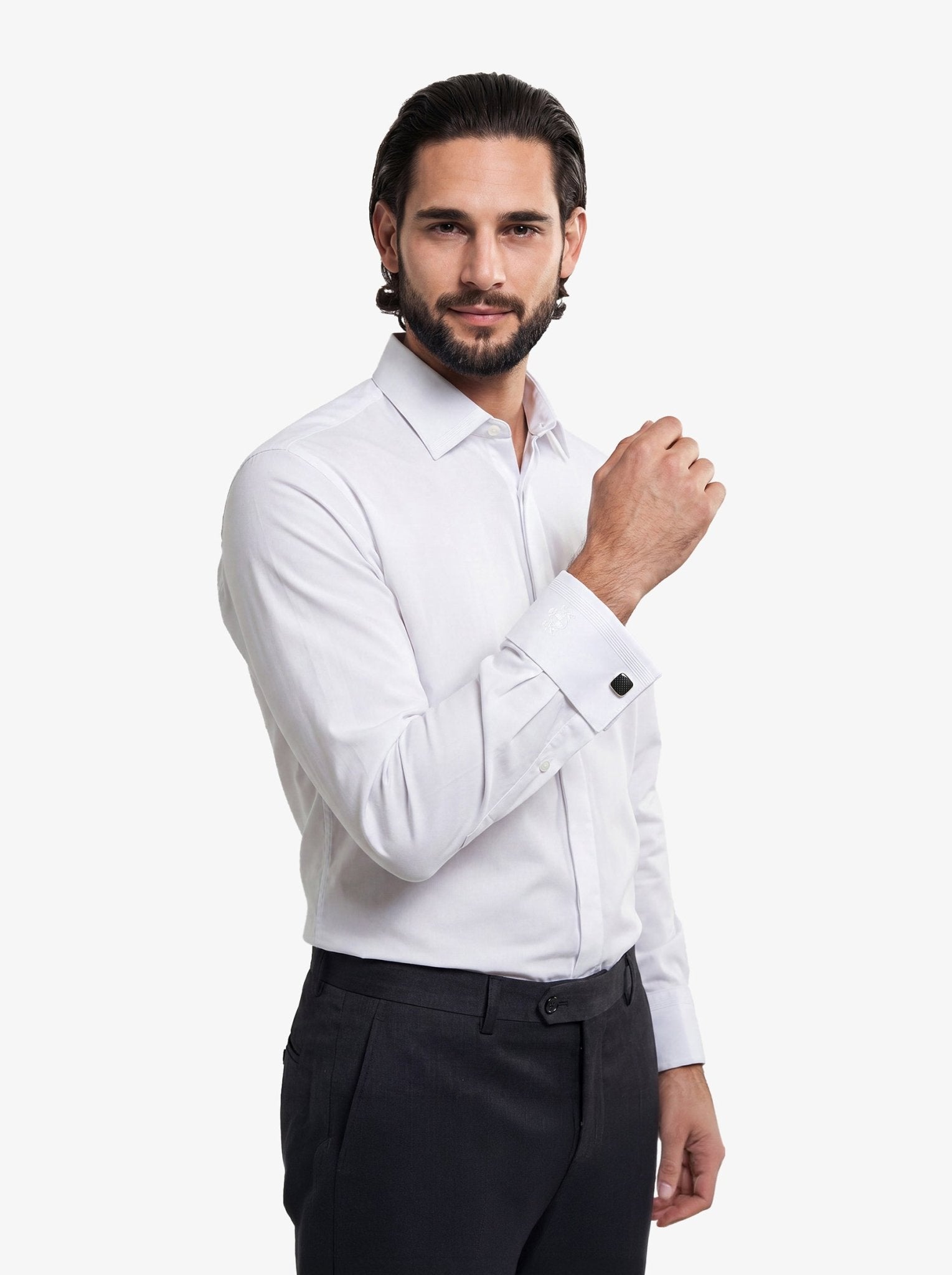 Manchester Camisa Etiqueta Cuello Ajustable Puño Francés Tapeta Oculta - Manchester
