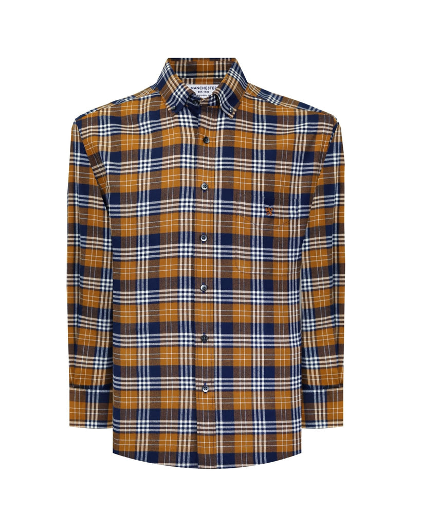 Manchester Camisa Franela Button Down Cuadrado - 100% Algodón - Manchester