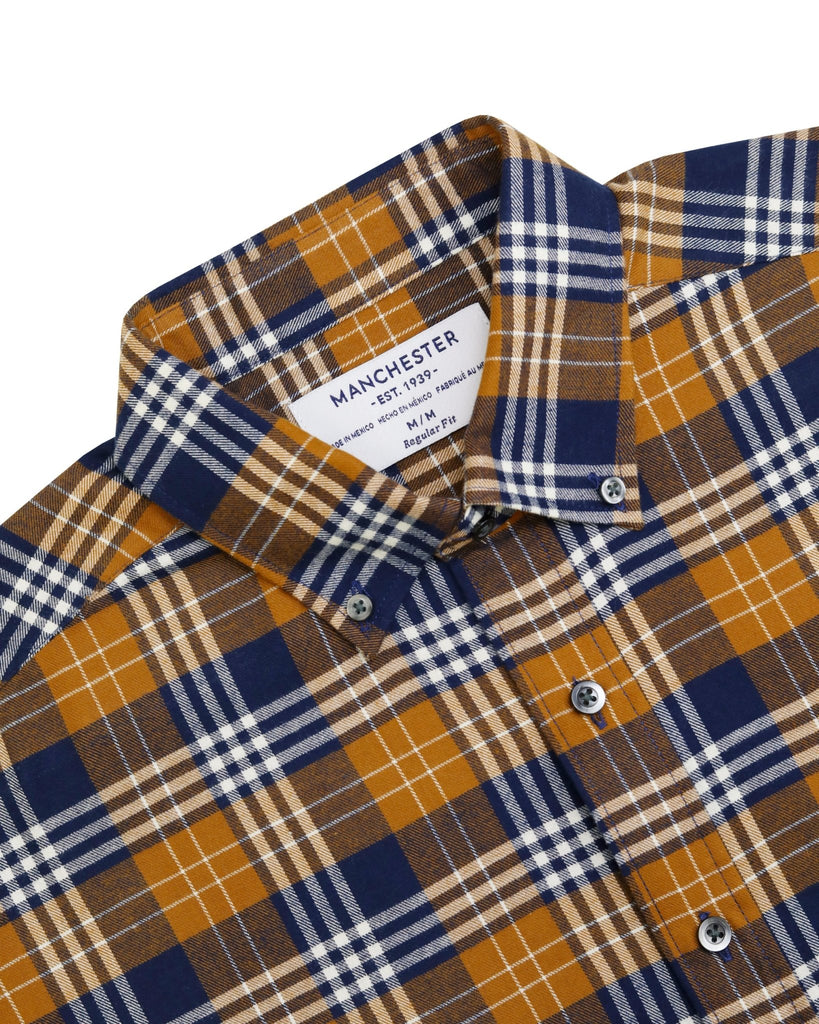 Manchester Camisa Franela Button Down Cuadrado - 100% Algodón - Manchester