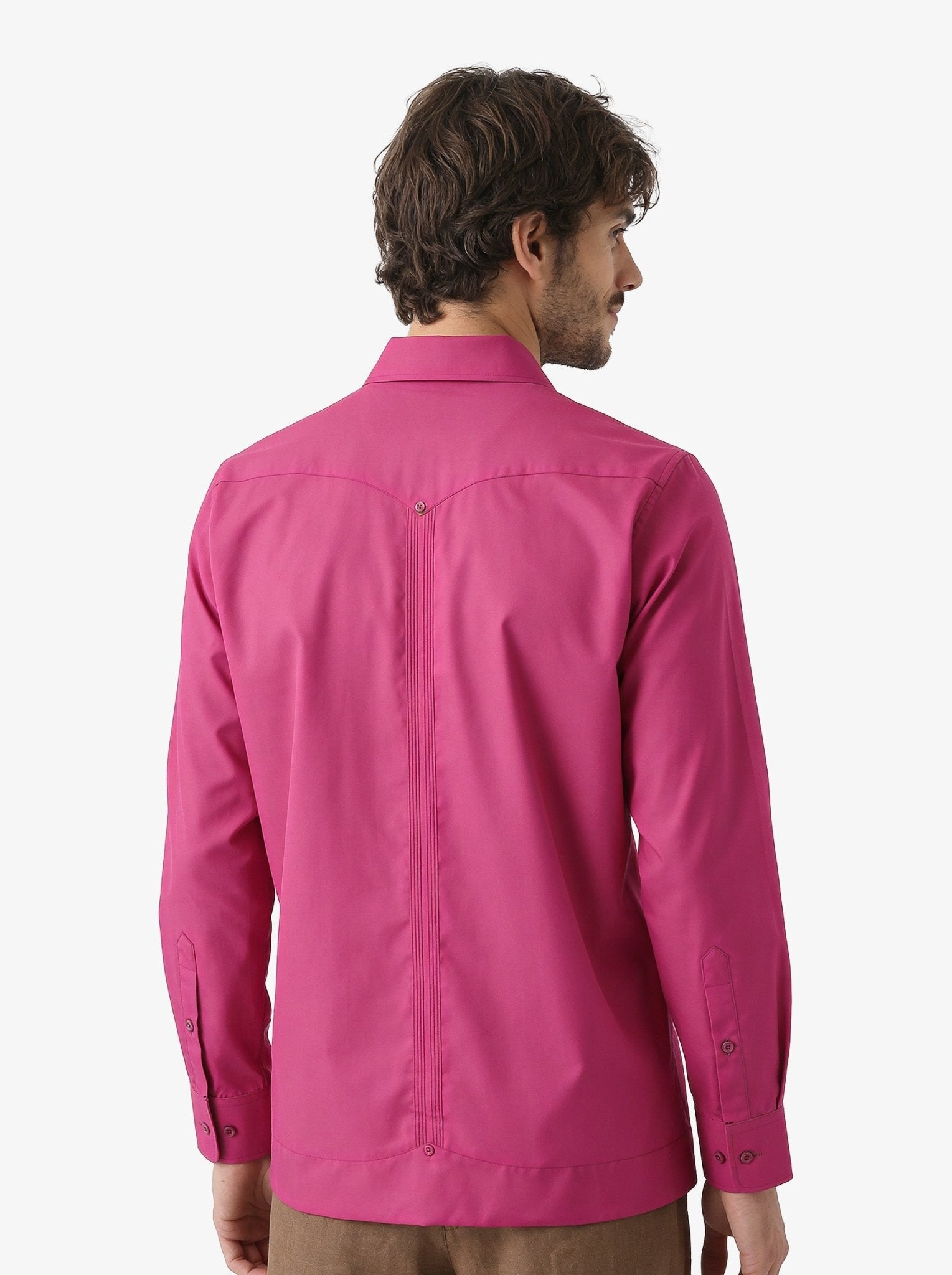 Manchester Camisa Guayabera 100% Algodón - Manga Larga color uva para hombre
