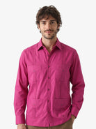 Manchester Camisa Guayabera 100% Algodón - Manga Larga color uva para hombre