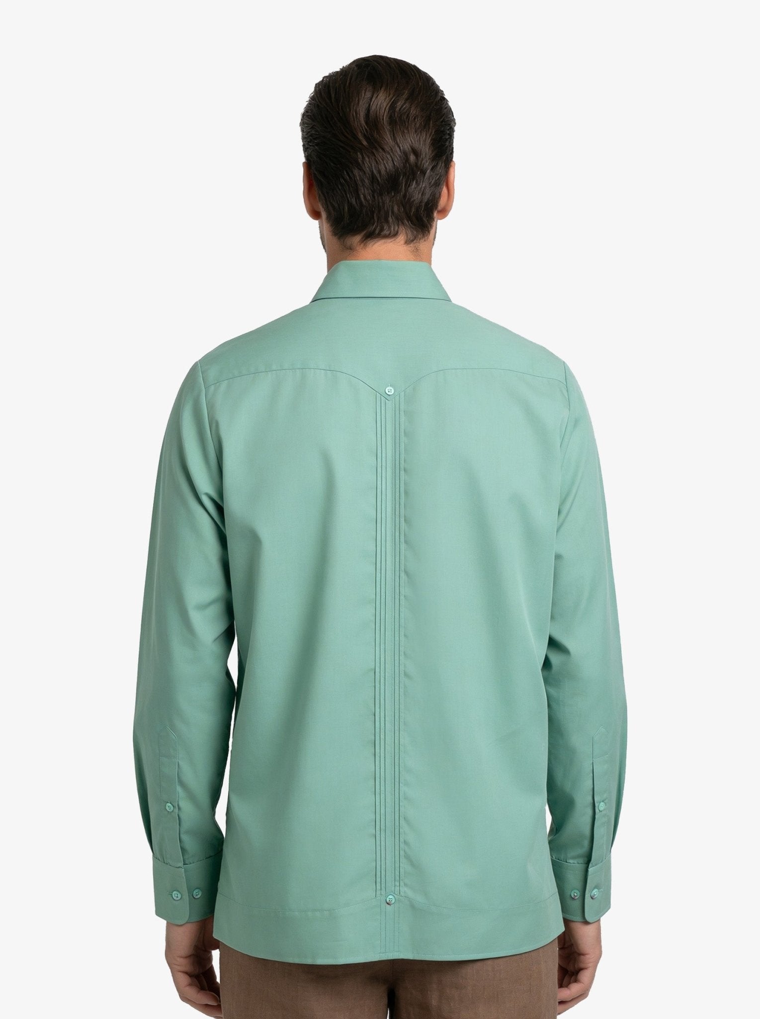Manchester Camisa Guayabera 100% Algodón - Manga Larga color verde para hombre