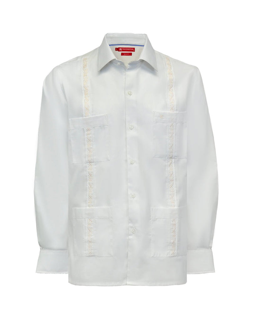Manchester Camisa Guayabera Casual Slim Fit Algodón y Poliéster - Manga Larga - Manchester