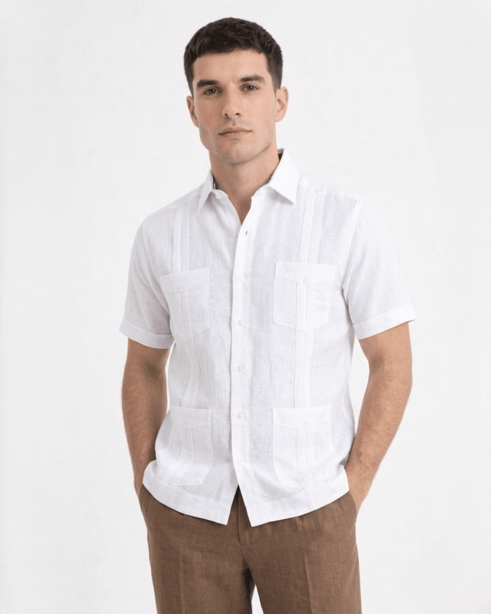 Manchester Camisa Guayabera Corta Algodón y Poliéster Manga Corta - Manchester