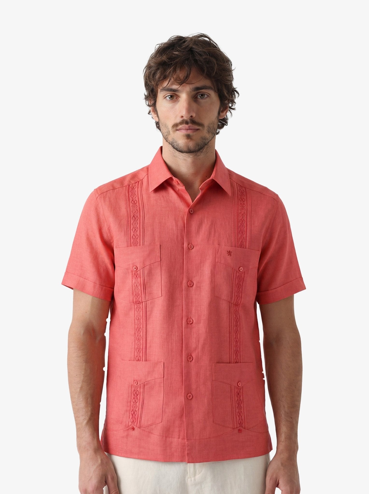 Manchester Camisa Guayabera Slim Fit Poliéster y Algodón Manga Corta - Manchester