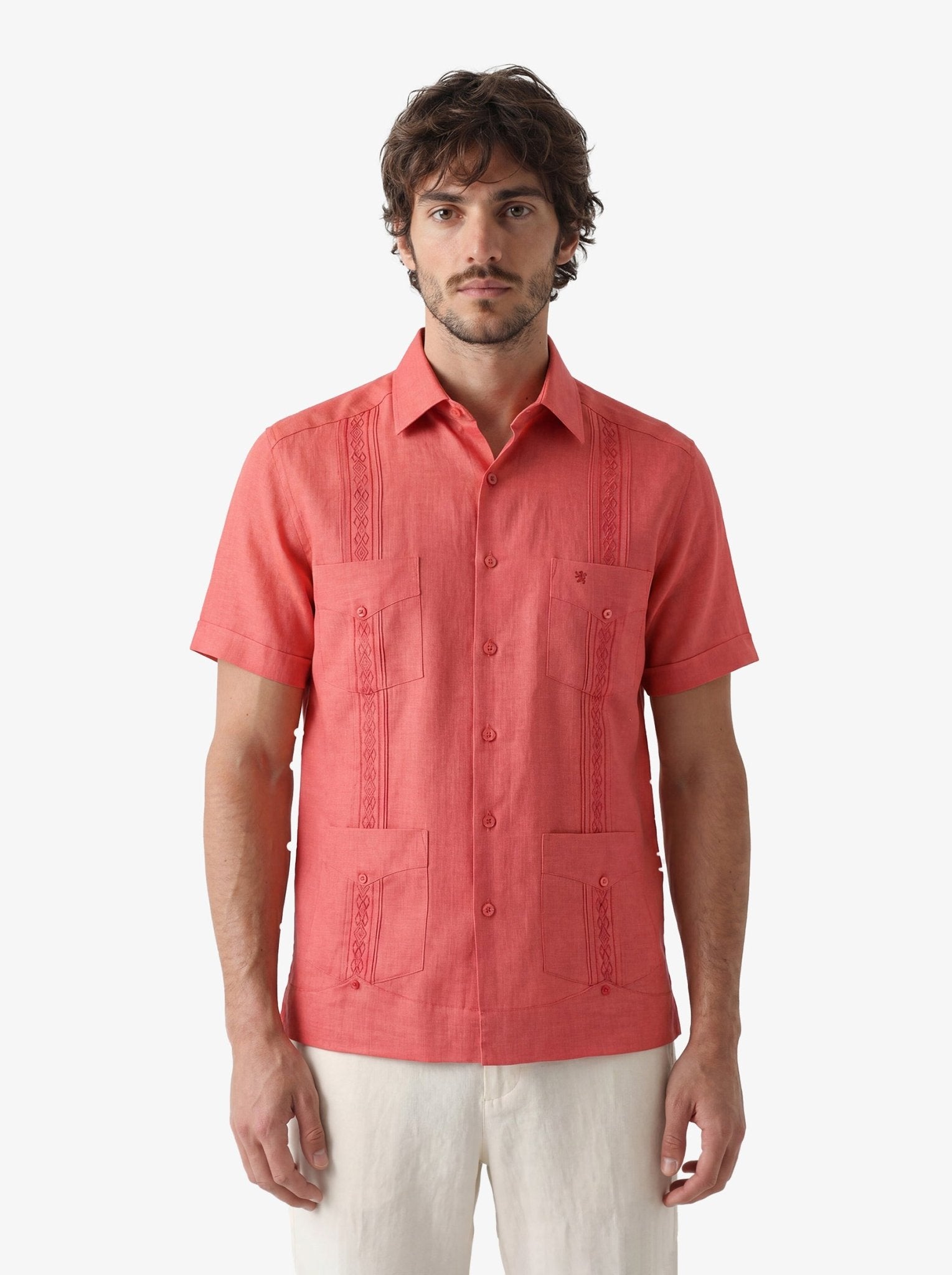 Manchester Camisa Guayabera Slim Fit Poliéster y Algodón Manga Corta - Manchester