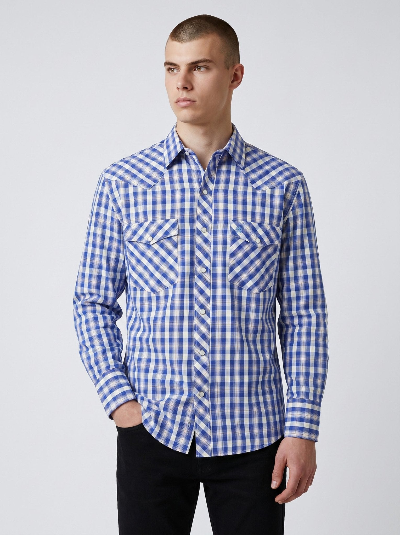 Manchester Camisa Vaquera Algodón-Poliéster color azul para hombre
