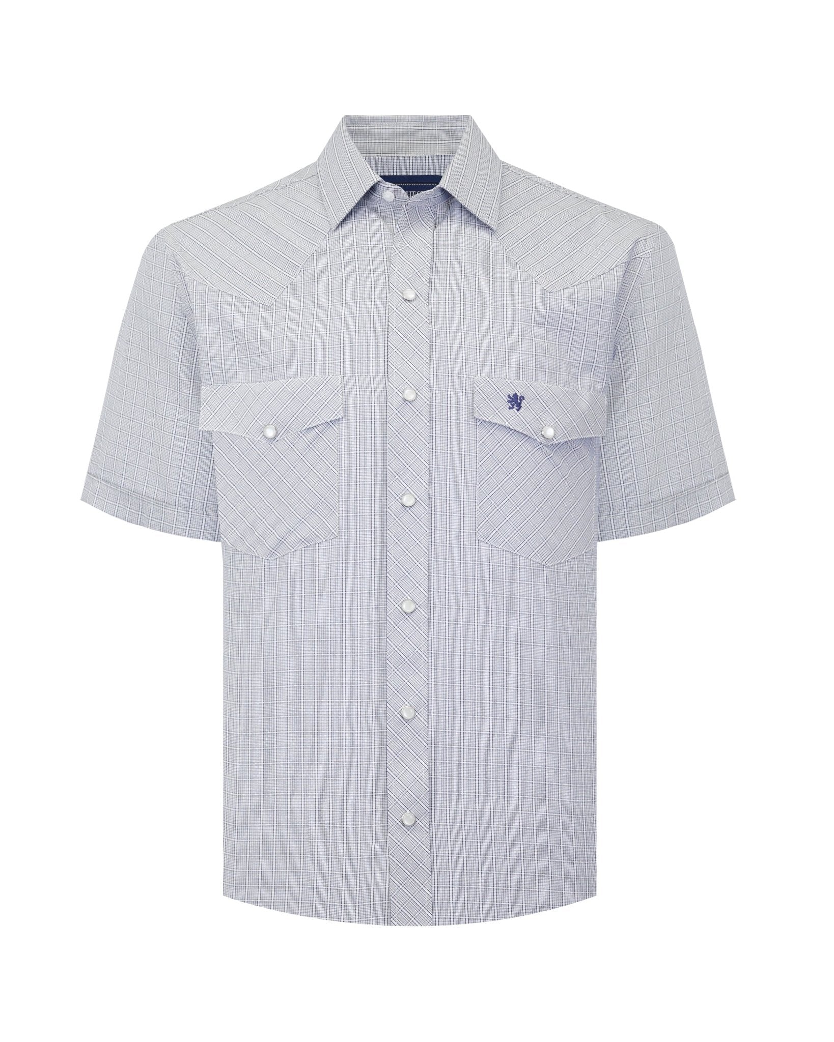 Manchester Camisa Vaquera de Manga Corta con Canesú y Bolsillos de Solapa - Manchester
