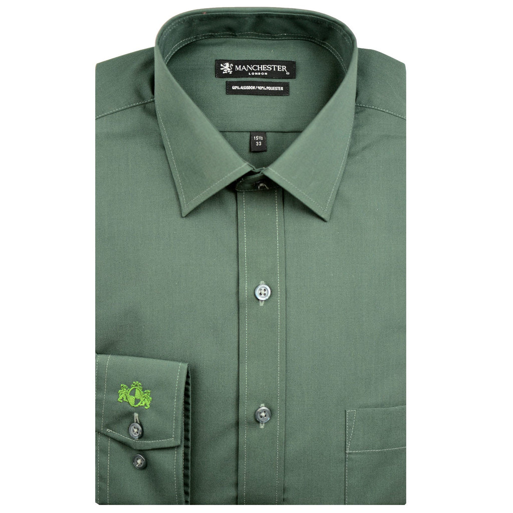 Manchester Camisa Vestir Algodón - Poliéster - Manga Larga - Manchester