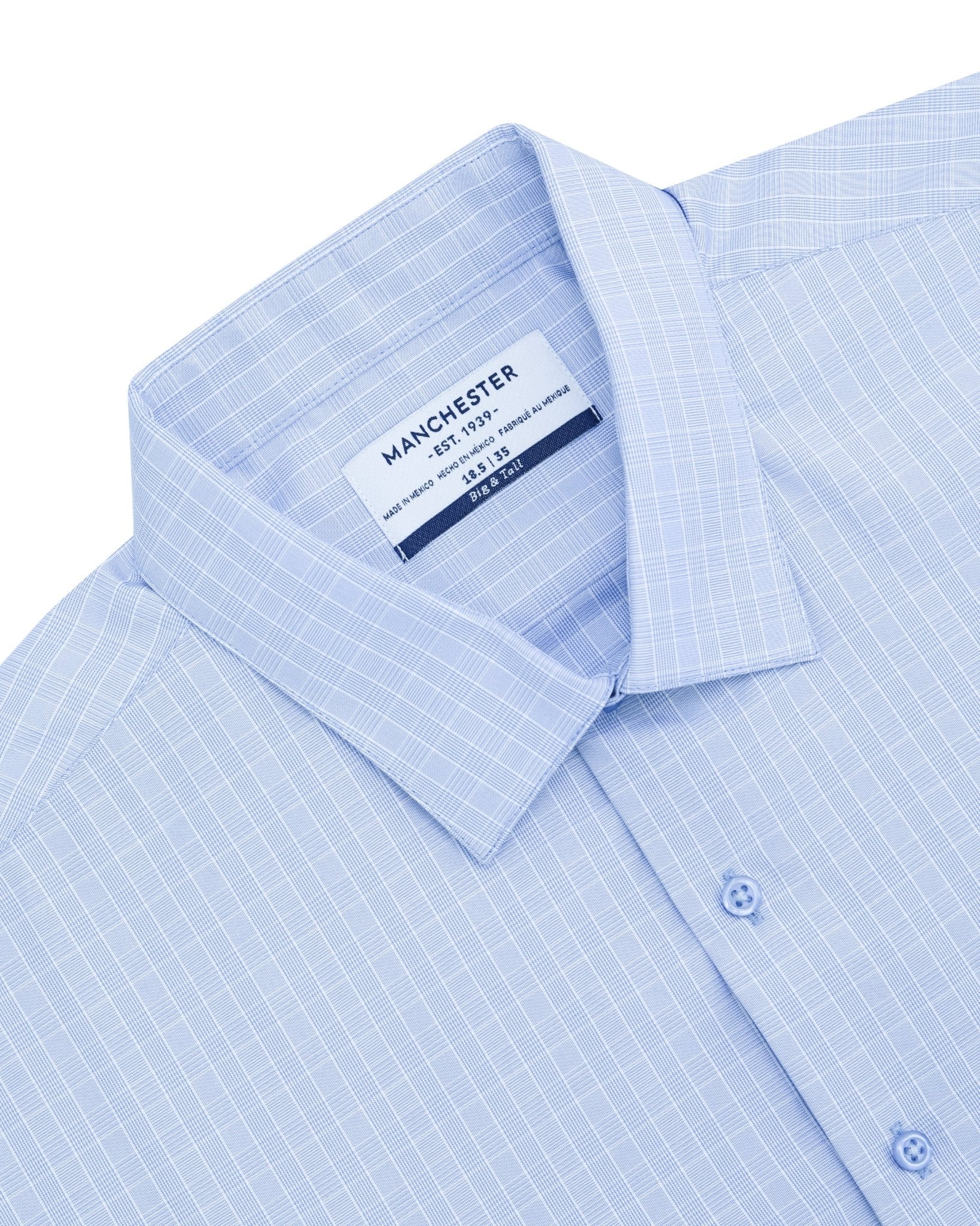Manchester Camisa Vestir Big And Tall Cuello Ajustable Cuadros - Manchester