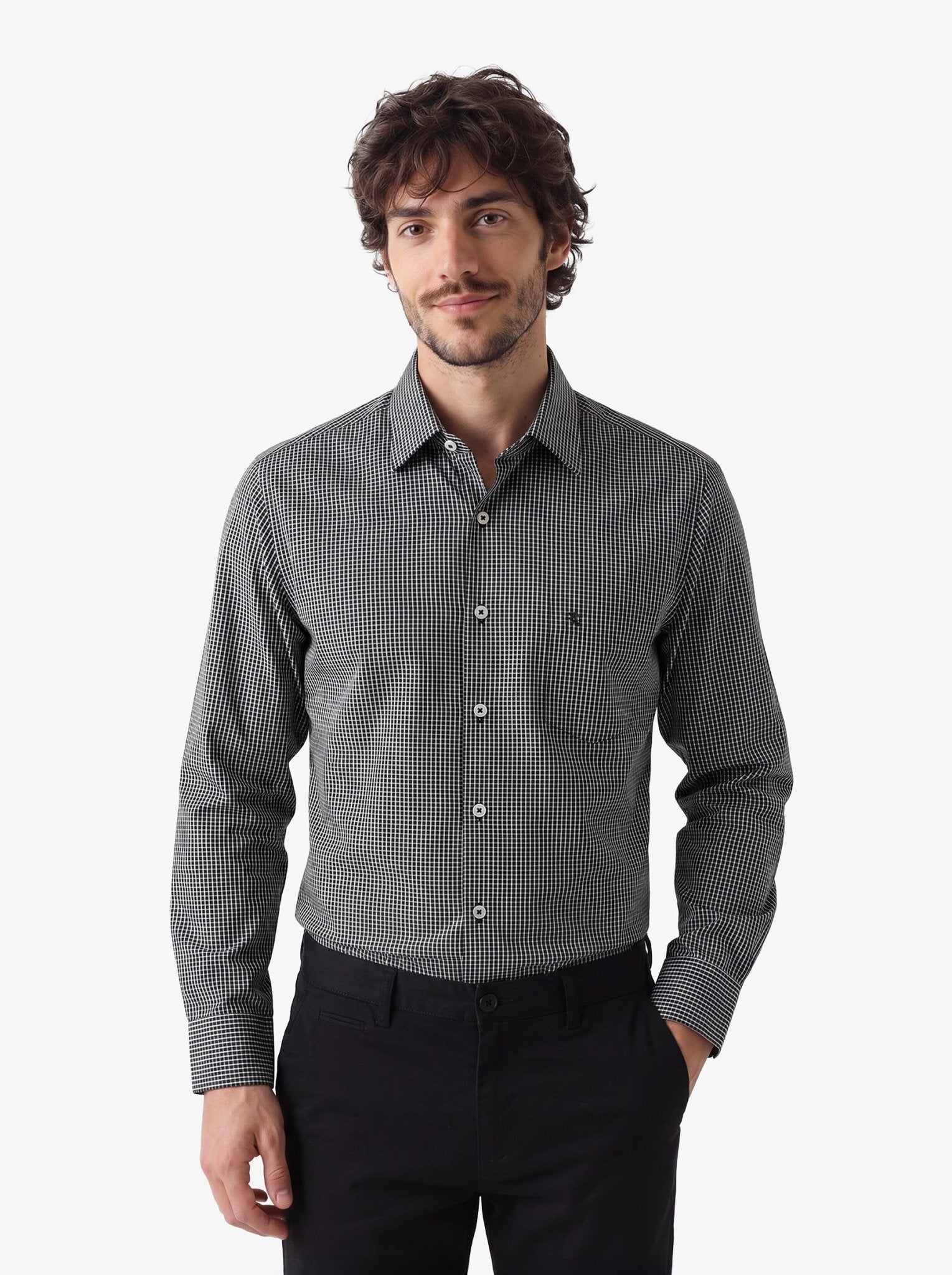 Manchester Camisa Vestir Cuadros Un Bolsillo - Manchester