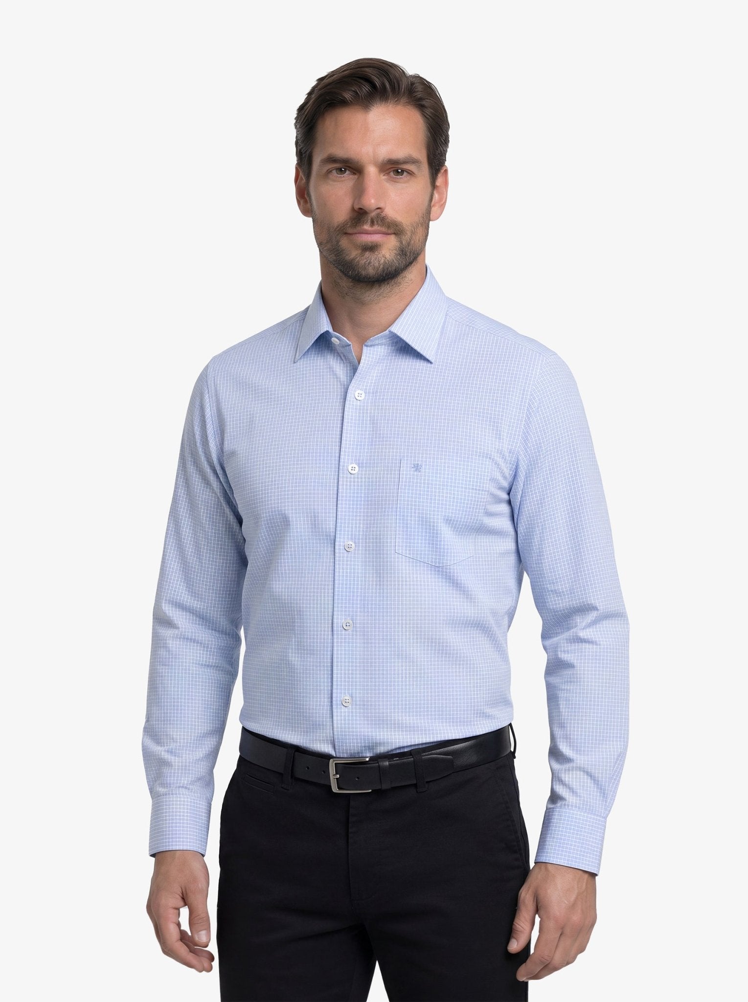 Manchester Camisa Vestir Cuadros Un Bolsillo - Manchester