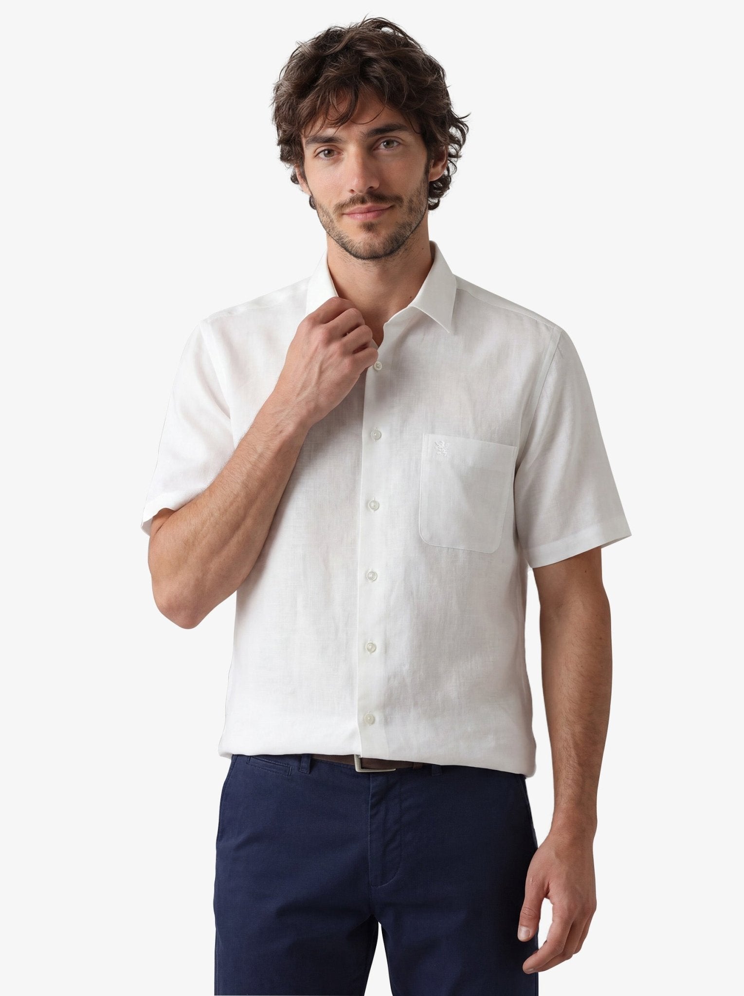 Manchester Elite Camisa Casual Lino color blanco para hombre