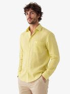 Manchester Elite Camisa Casual Lino color amarillo para hombre
