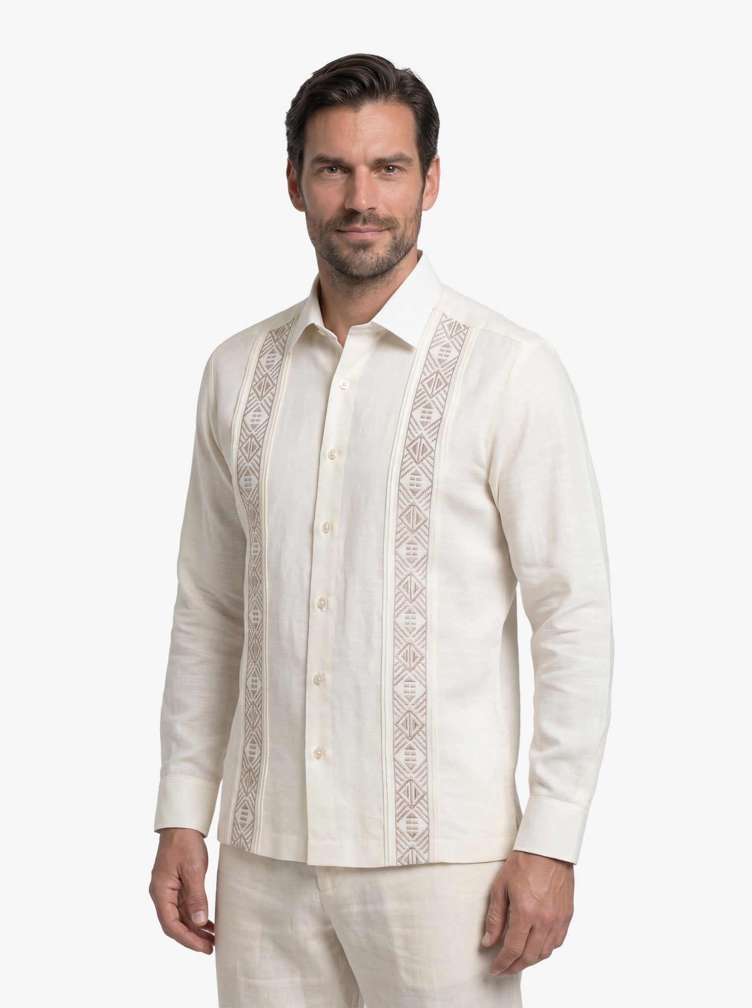 Manchester Guayabera Alforzas Artesanales - Sin Bolsas - Manga Larga - Manchester