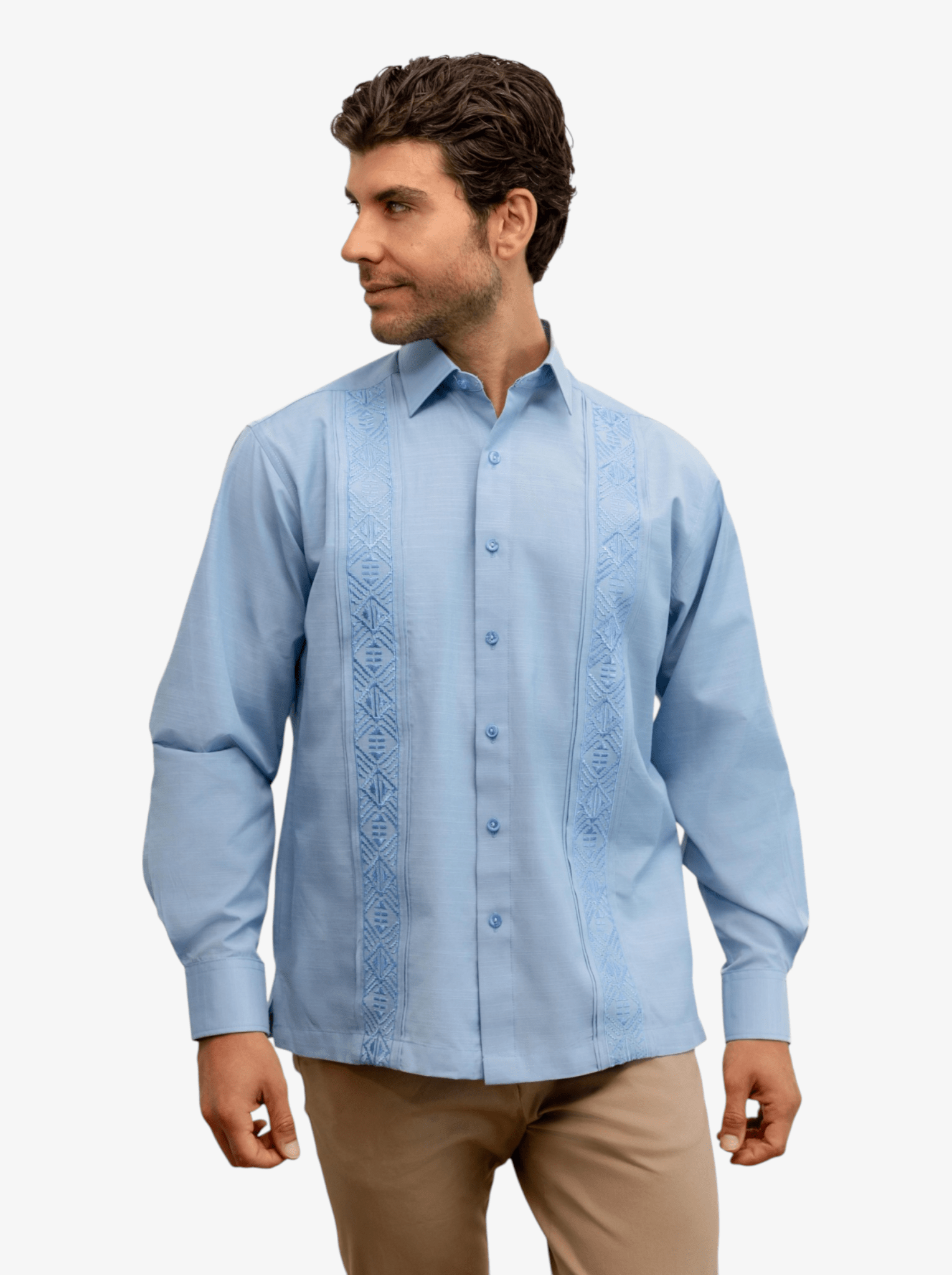 Manchester Guayabera Alforzas Artesanales - Sin Bolsas - Manga Larga - Manchester