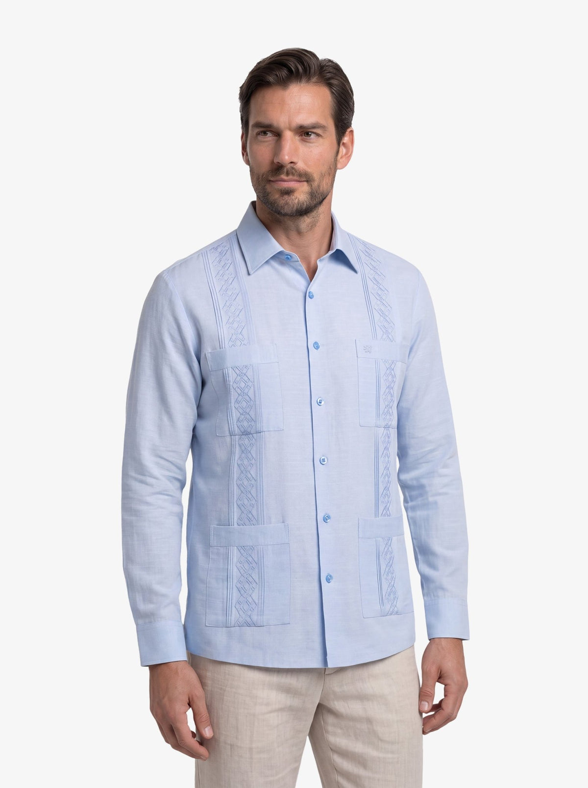 Manchester Guayabera Alforzas Artesanales y Bordado en Relieve - Manchester