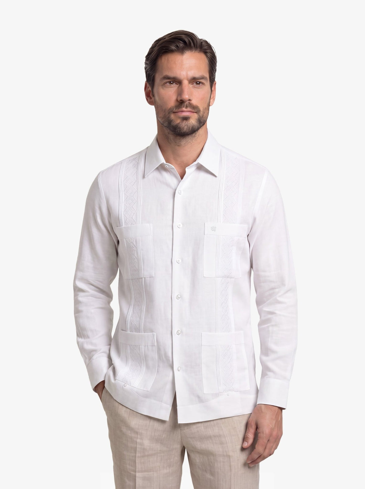Manchester Guayabera Alforzas Artesanales y Bordado en Relieve - Manchester