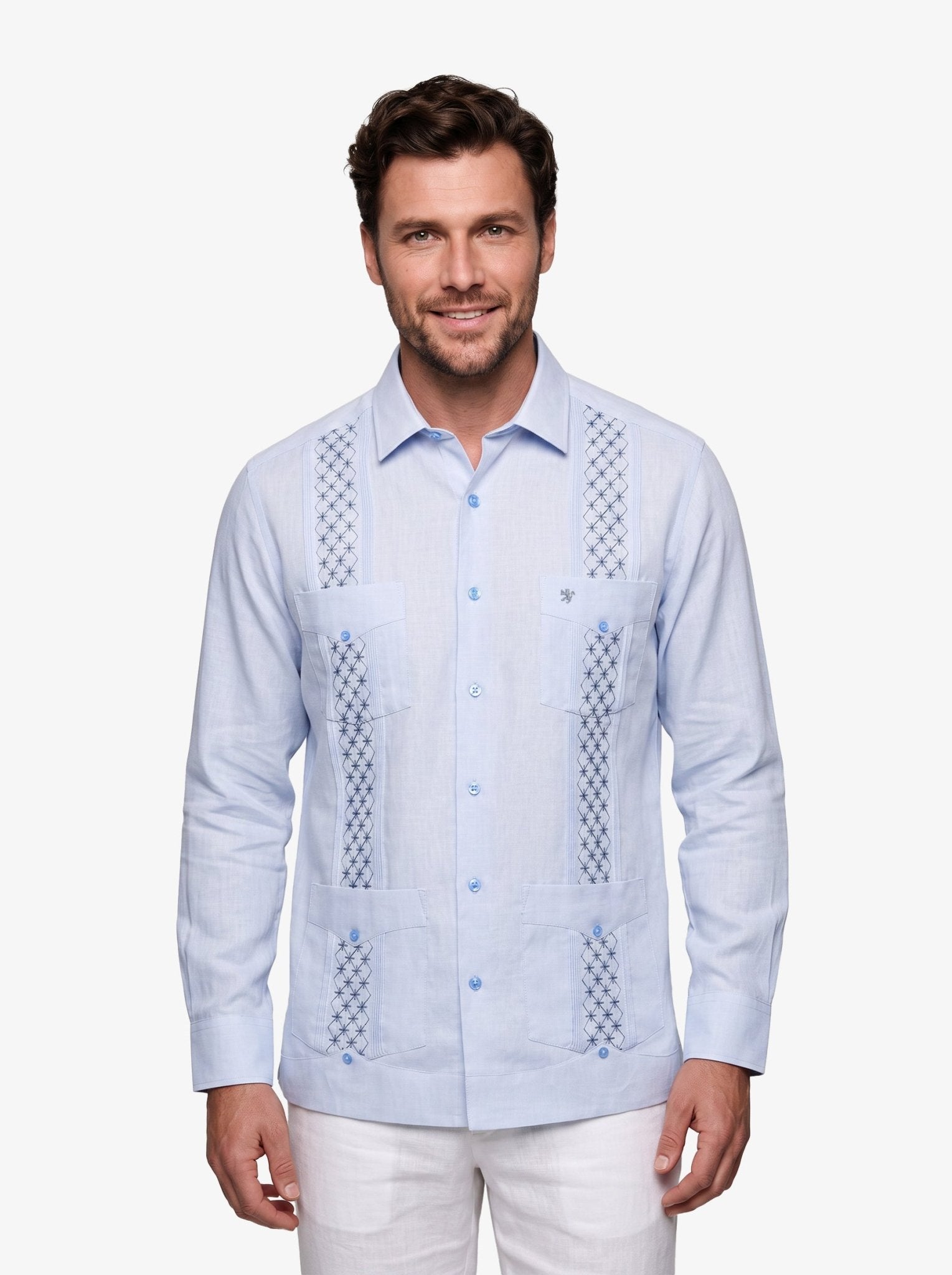 Manchester Guayabera Bordada Floral Premium Manga Larga - Manchester