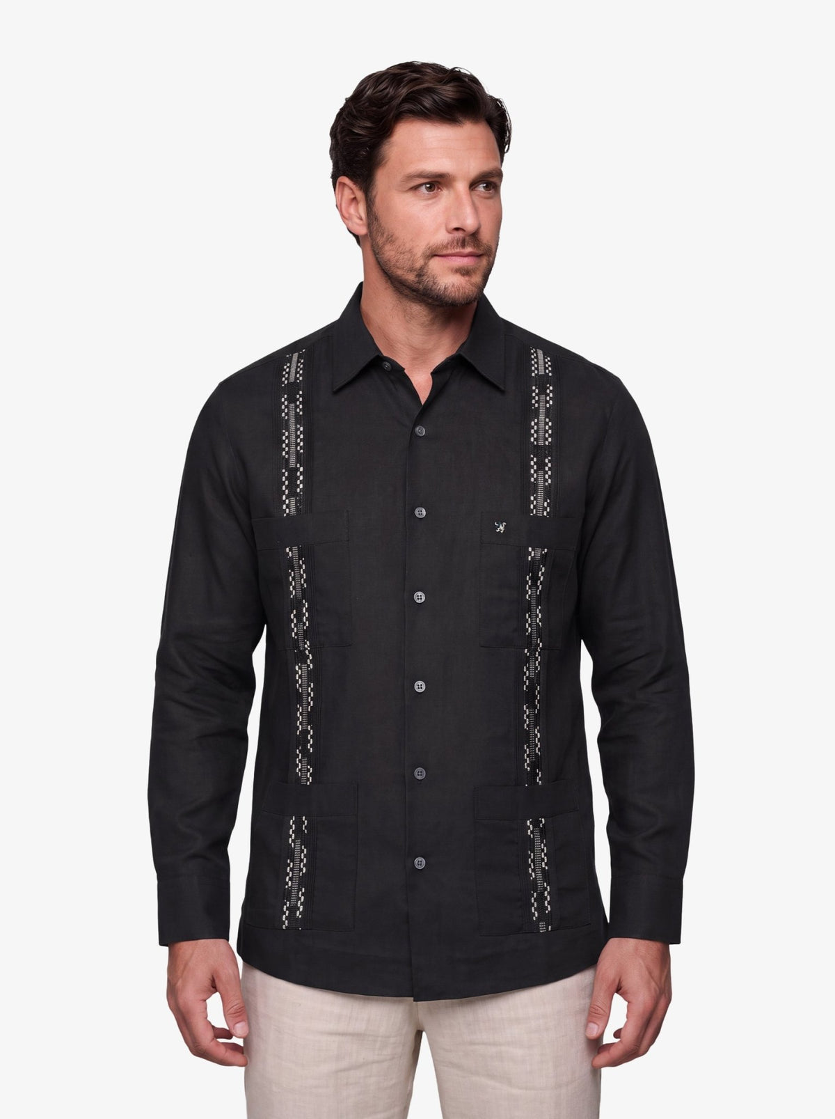 Manchester Guayabera Bordado Artesanal Floral Slim Fit - Manchester