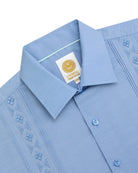 Manchester Guayabera Bordado Geométrico y Alforzas Finas - Manga Corta - Manchester
