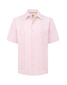 Manchester Guayabera Bordado Geométrico y Alforzas Finas - Manga Corta - Manchester