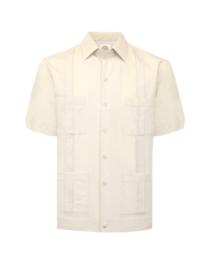 Manchester Guayabera Corta con Bordado de Circulos Cuatro Bolsas - Manchester