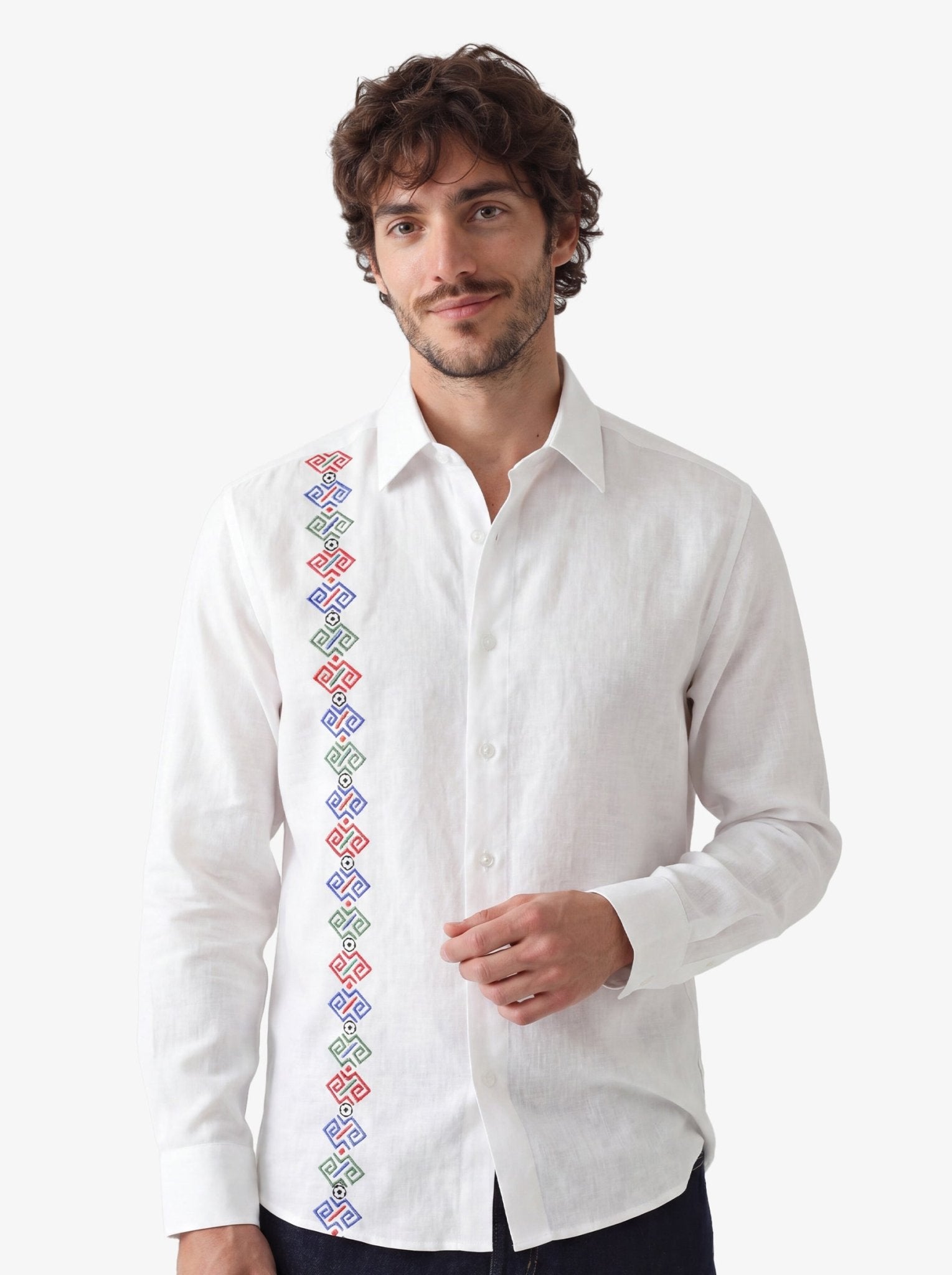 Manchester Guayabera de Lino Edición Especial Mundial 2026 – Sin Bolsas Manga Larga - Manchester