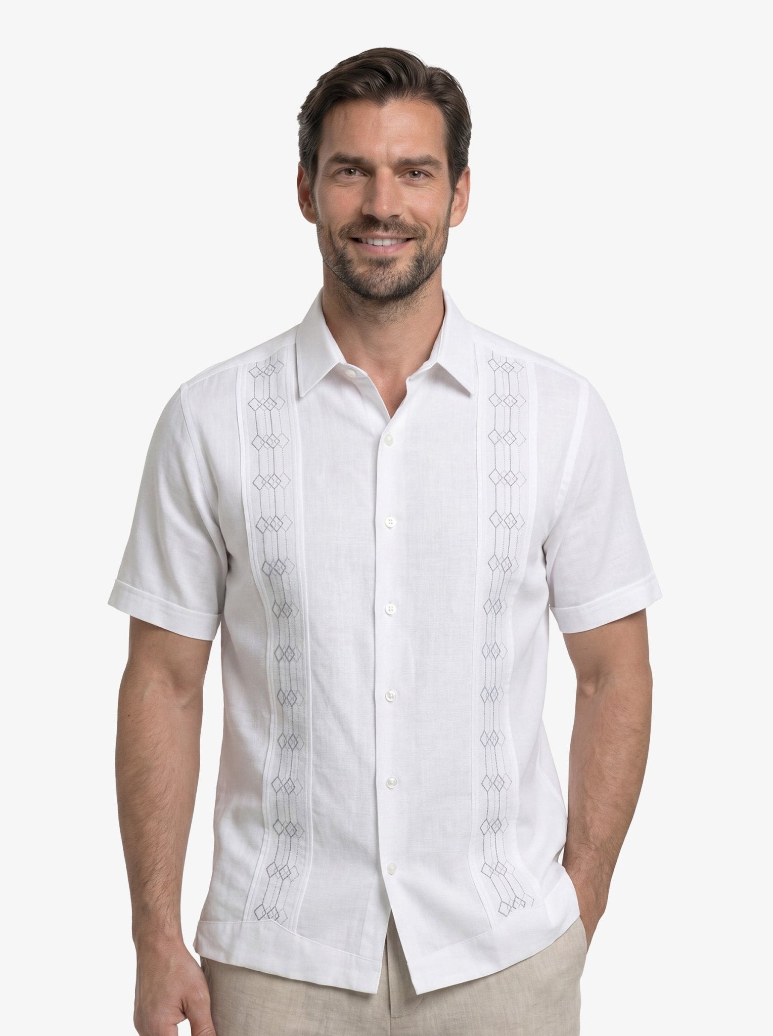Manchester Guayabera Lisa Algodón-Poliéster Diseño Liso - Manchester